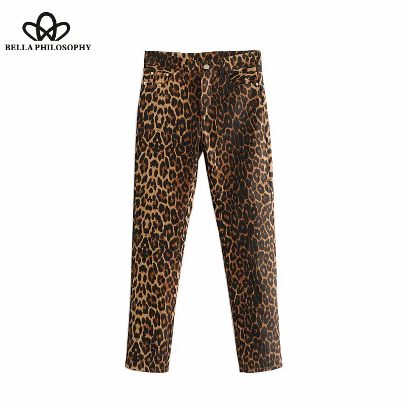 Wonder 2018 new autumn Chic Leopard Pattern Jeans Women Denim Pants High Waist Animal Print Ankle Trousers Casual Pantalon Mujer