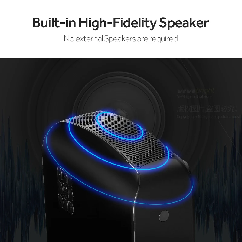 VIVIBRIGHT جهاز عرض (بروجكتور) ليد F10 ، 3D HD السينما المنزلية ، أحدث جهاز عرض صغير دعم كامل HD 1080 p ، 2800 لومينز ، HDMI الليزر التلفزيون