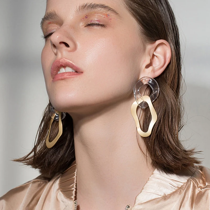 

Geometric Transparent Hoop Earring For Women Simple Big Circle Acetate Statement Boho Wedding Jewelry
