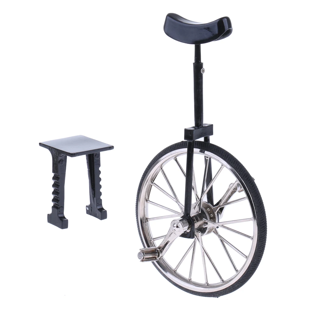 1:10 Minature Alloy Diecast Model Hobby Collection Unicycle Bike Cycle Bicycle Model w/ Stand Replica Kids Pretend Play Toy Gift