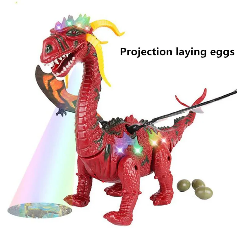 Children Toys Electric Walking Dinosaur Toy Long Neck Lay Eggs Projection Lights Roar Sounds Kids Christmas Birthday Gifts