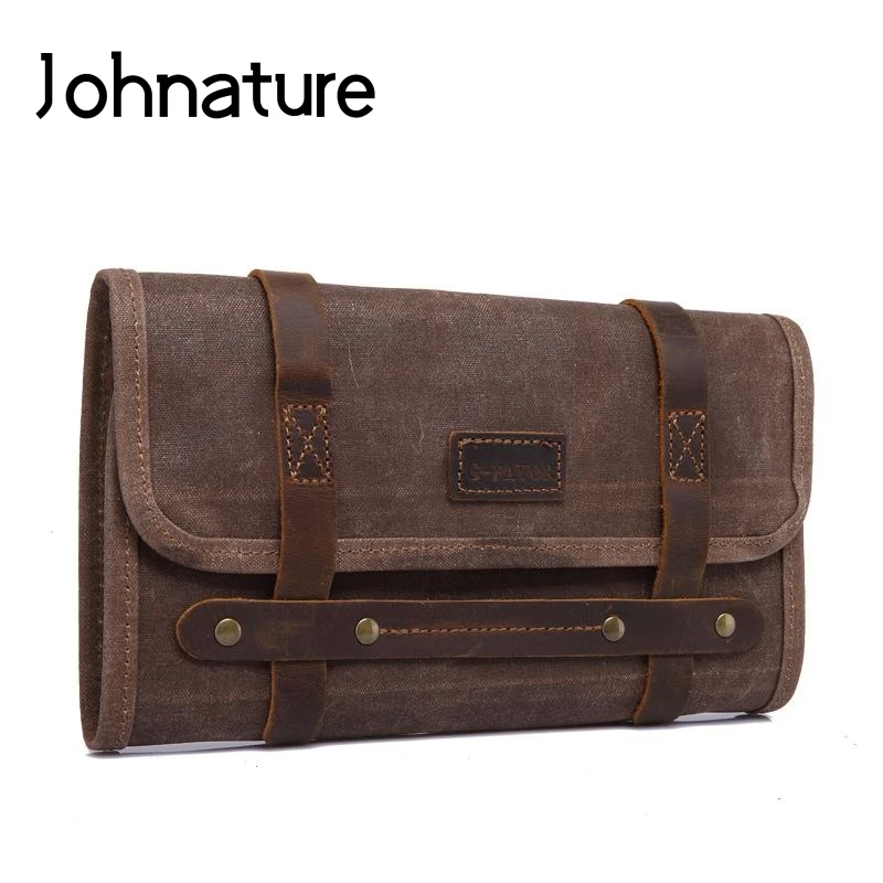 Johnature 2021 Новый Винтаж Для мужчин Ежедневные клатчи для отдыха Кеды Три сложить