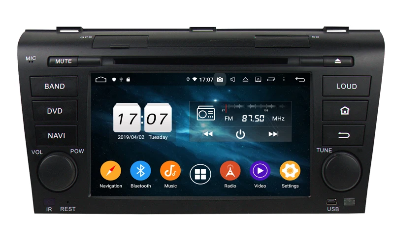 Excellent 7" two din Android 9.0 Car Multimedia Player for Mazda3 2004-2011 with gps navigation built in wifi support DVR OBD DAB 3