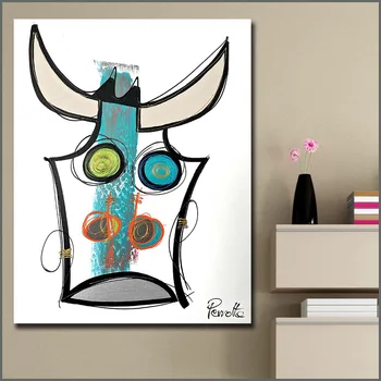 

Large size Printing Graffiti Art Abstract Bull Head Wall Pictures for Living Room Office Bedroom Modern Canvas Oil Painting
