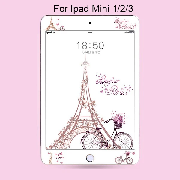 Цветной узор полное покрытие закаленное стекло для iPad Mini 1 2 3 4 9H Защитная пленка для экрана для Apple iPad 7,9 дюймов - Цвет: Tour for mini123