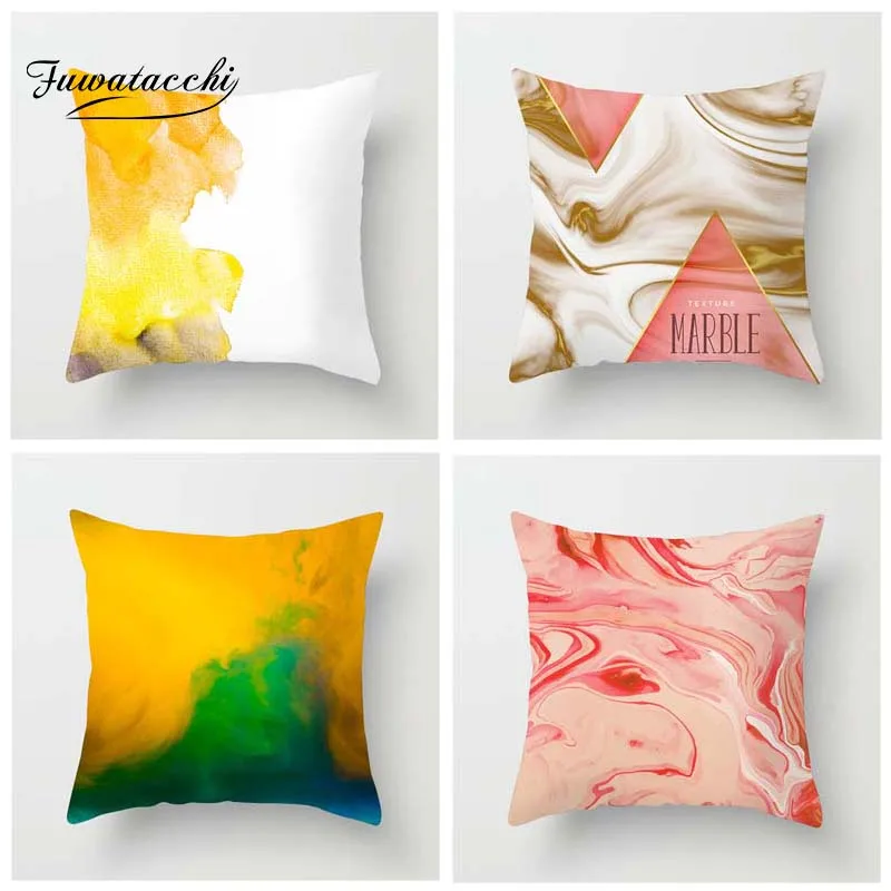 

Fuwatacchi Gradient Painting Printed Cushion Cover Multi Color Painting Pillow Cover Ocean Decorative Pillowcase for Home Sofa