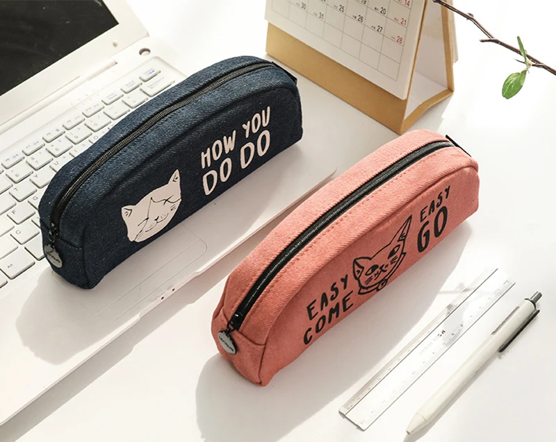 1 шт. Cat серии Half Moon Shaped пенал на молнии Kawaii студент холст канцелярские милые ручки сумка школьный подарок