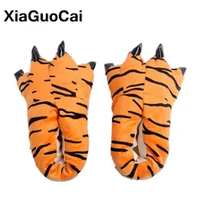 Funny Animal Unisex Paw Slippers Winter Warm Christmas Monster Dinosaur Plush Home Slippers Indoor Soft Claw Slipper Lovely 2019 winter cartoon indoor warm plush santa slippers women men children s christmas style home slipper fit christmas gifts