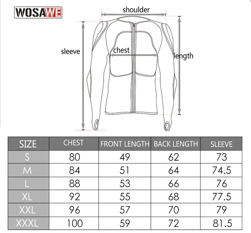 WOSAWE мотоциклетная куртка защитная Шестерня защита для мотокросса Мото куртка мотоциклетная Броня нательная защита для гонок черная мото Броня