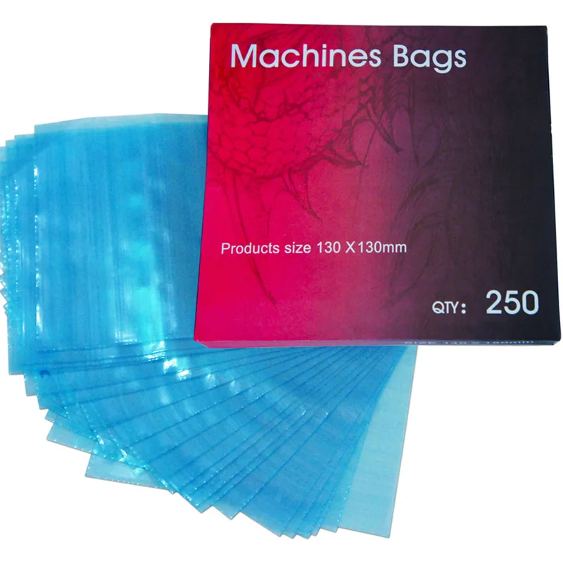 250 pcs box Tattoo Clip Cord Sleeves bag Disposable Blue Clip Cover