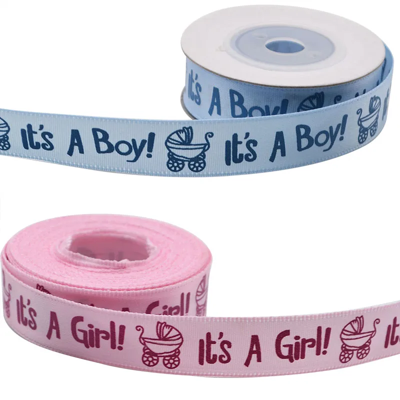 10 ярдов/рулон 15 мм It's A Boy It A Girl Grosgrain сатиновая подарочная лента обертывание ленты для ребенка крещение для душа и декорация с крещением