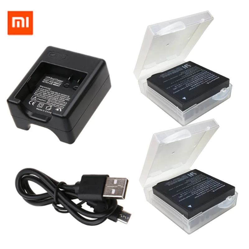 Original Xiaomi Yi 2 4K battery pack +USB Dual Bateria Charger For