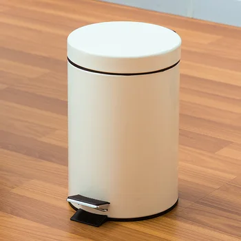 

Round trash can foot pedal with cover bathroom bedroom living room paper basket wx10191346