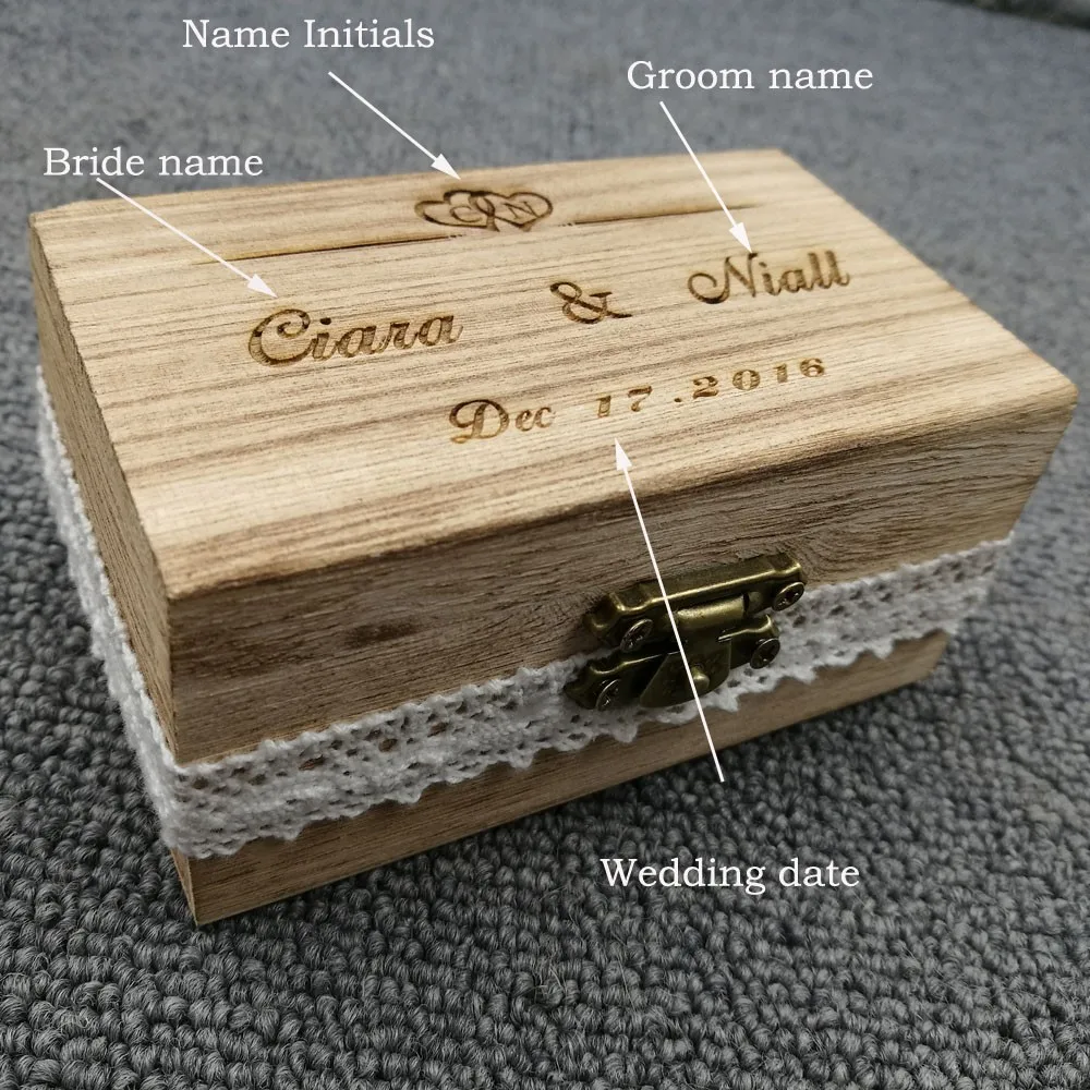 Custom Ring Box, Personalized Wedding  Valentines Engagement Wooden Ring Bearer Box, Rustic Wedding Ring Box Holder6 - 