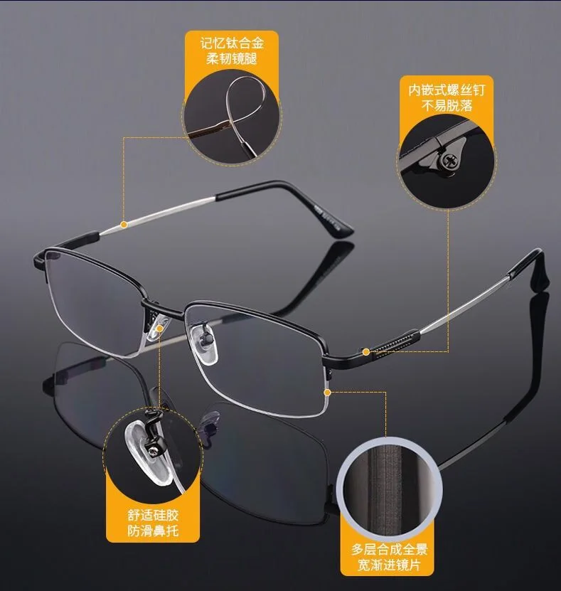 Двухцелевой зум очки для чтения прогрессивные мульти-фокус анти-синий луч Часы сотовый телефон высокой четкости очки для пожилых людей
