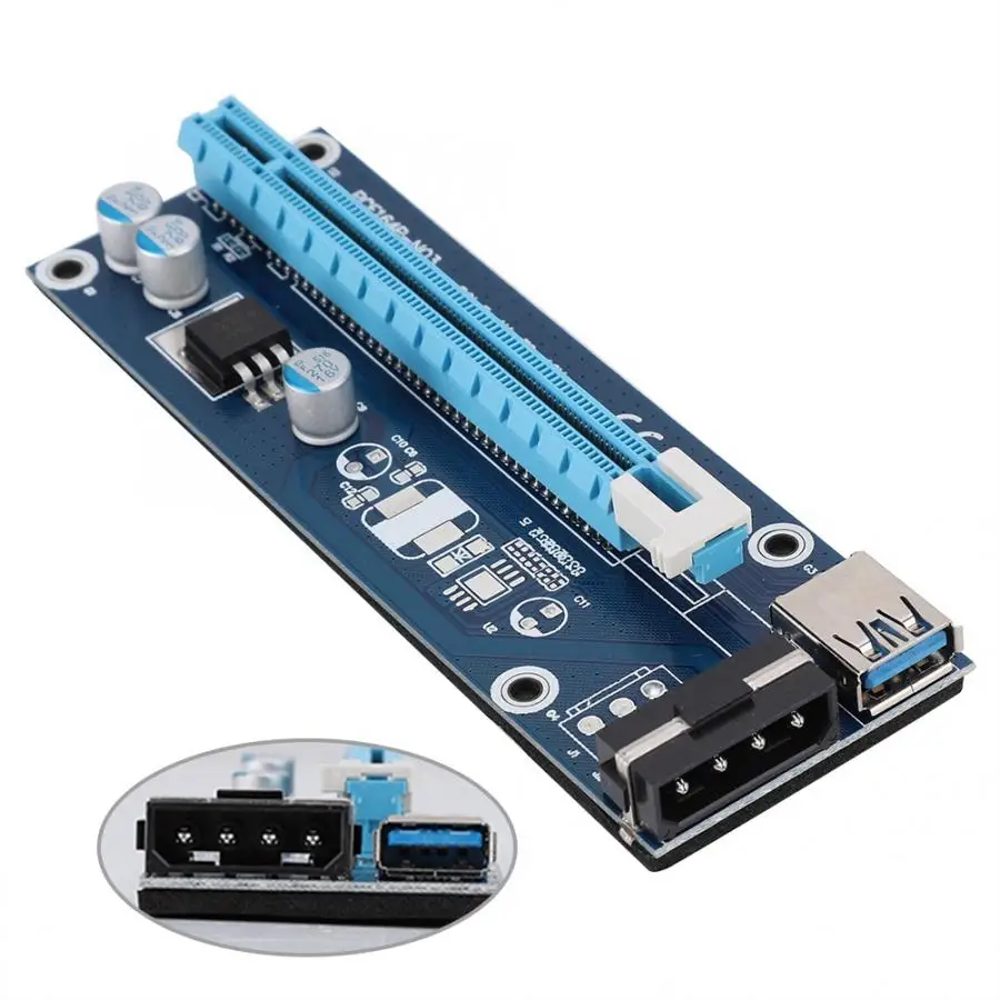 

60cm USB 3.0 PCI-E1X 16X Adapter Extender Riser Card Adapter For Bitcoin Mining Micro Usb Computer