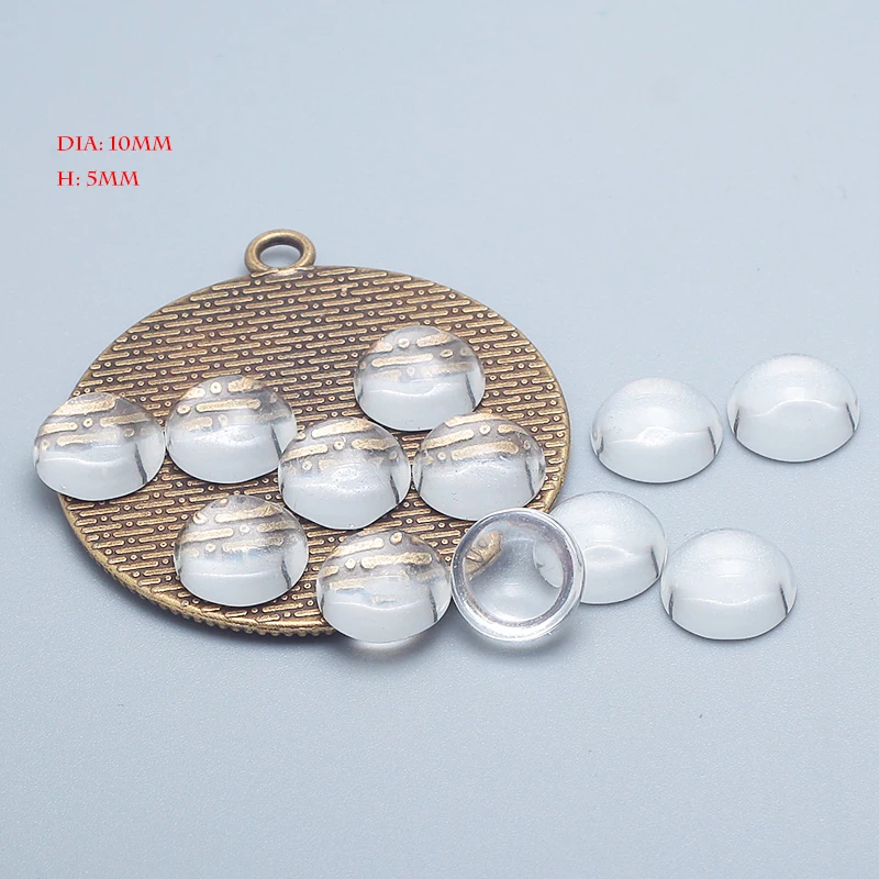 10 мм Купольные круглые прозрачные стеклянные кабошоны Камея Кабошоны для изготовления украшений 100 шт 7682