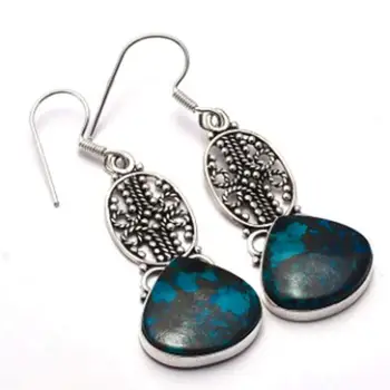 

Genuine Azurite 925 Sterling Silver Earrings, 49 mm, 2SE0211