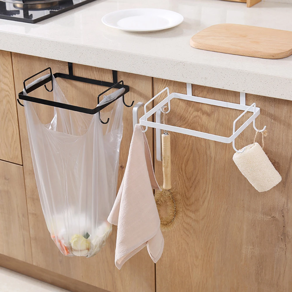 Garbage Bag Hanging Holder Kitchen Wash Cloth Towel Storage Rack Organizer Shelf