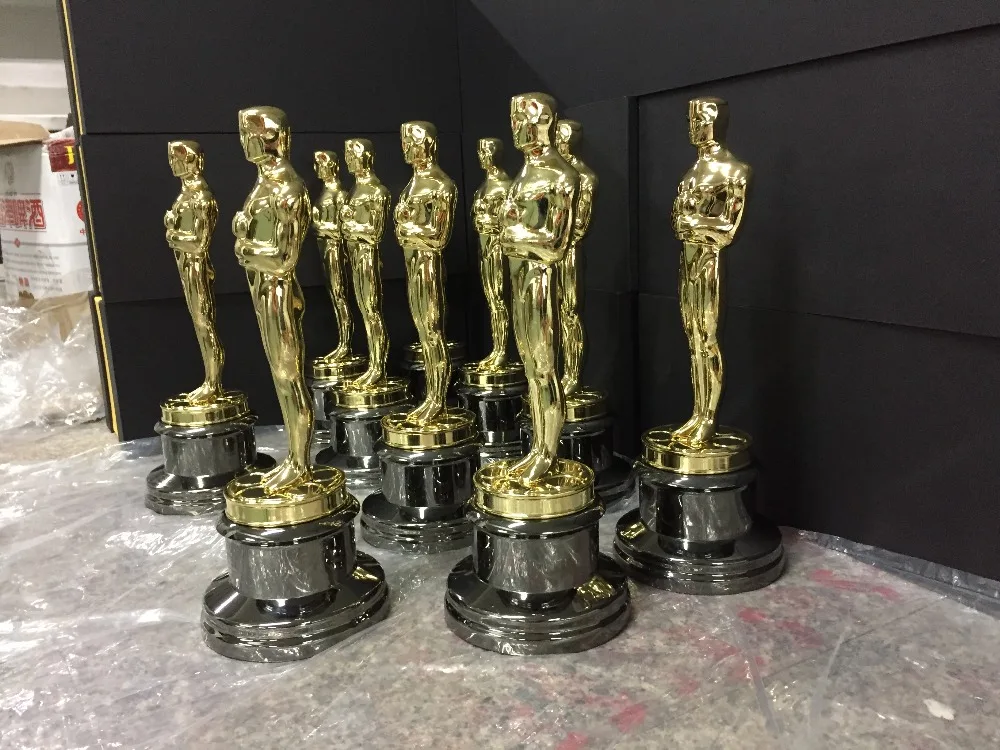 1 1 Replica Premi Oscar, metallo Oscar Trofeo, 24 k placcato oro Oscar trofeo premi, in 1 1