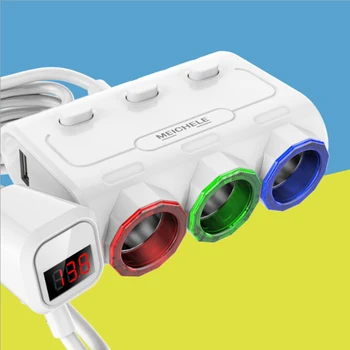 

Auto Car USB Plug Converter 12V 120W Car Cigarette Lighter Socket Splitter Plug LEDDual USB Charger Adapter LED Voltage Monitor