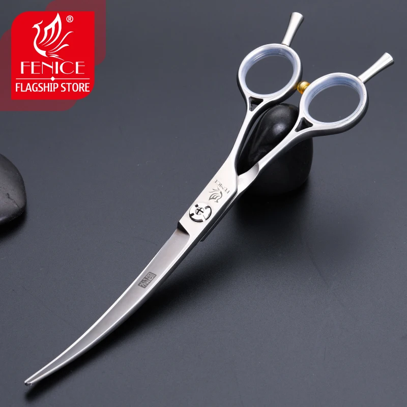 Fenice Stainless Steel 6.75 inch Professional Curved Shears Dogs Grooming Scissors Pets Hair Cuttings Shears