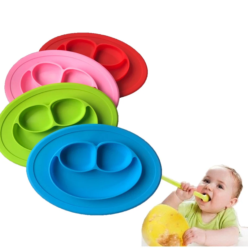 

Baby Silicone Lovely Smile Face Plate Health Material Lunch Dining Children Bowl Kids Kitchen Tableware