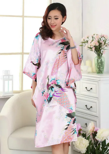 Лидер продаж зеленый женский халат Весна Китайский Женский Пижамный костюм из вискозы свободный банный халат ночная рубашка Peafowl один размер Mujer Pijama - Цвет: style 3
