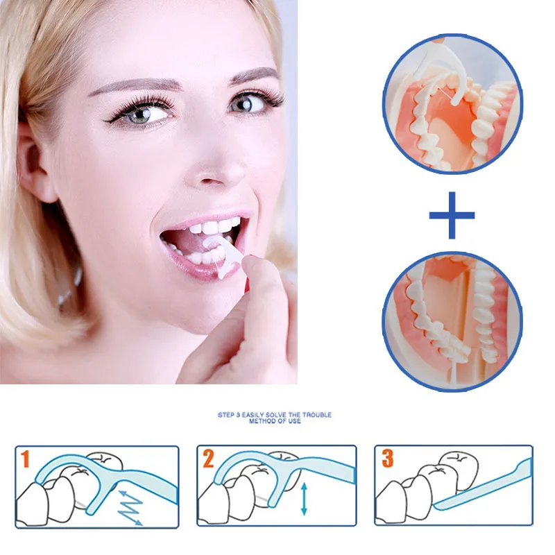 50 шт./кор. зубочистки с нитью плоский провод десен межзубная щетка отбеливание зубов чистые инструменты зубная нить Держатель Для