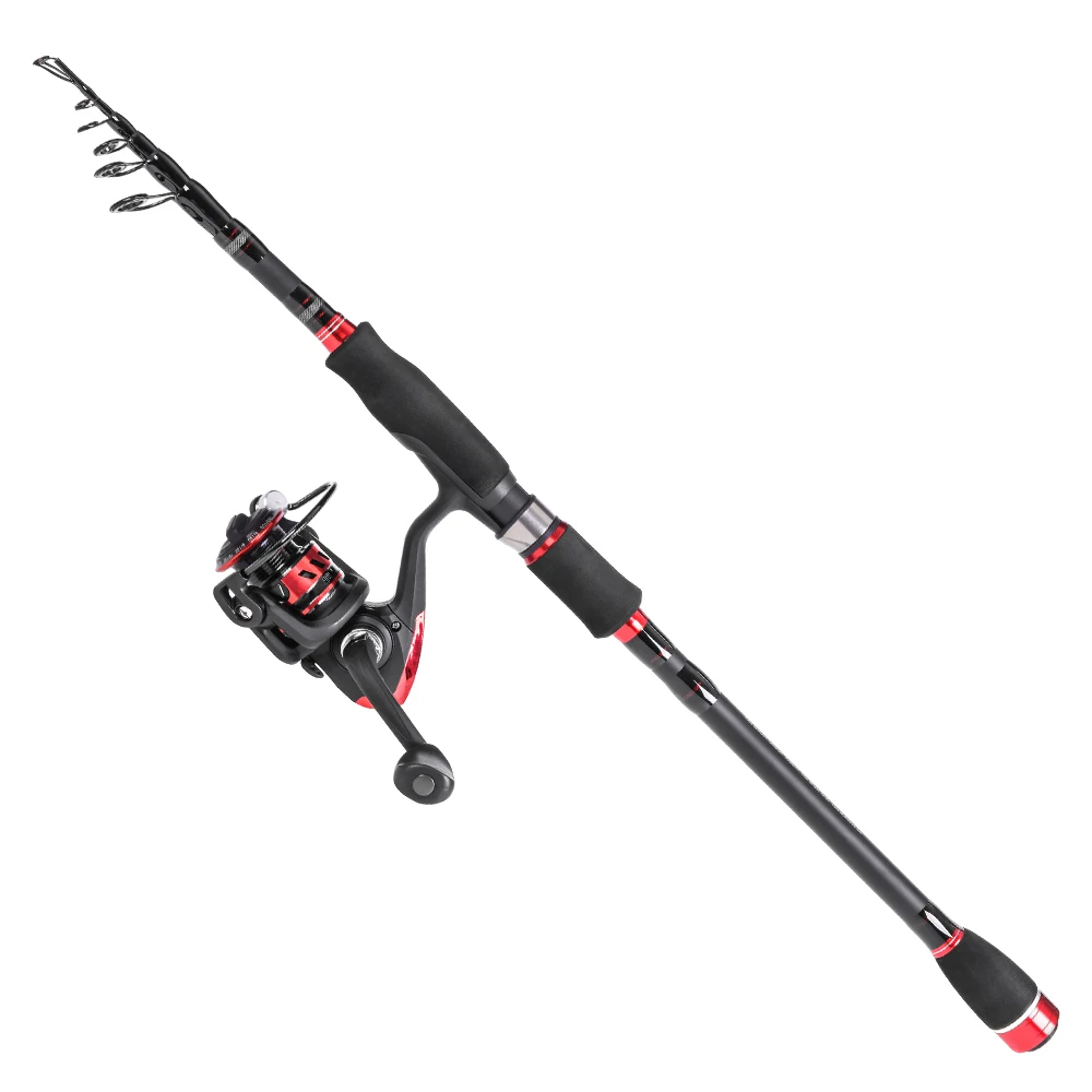 Telescopic Fishing Rod Reel Combo Full Kit Fishing Pole Spinning Reel Lures Hooks Swivels Line Set 1.8/2.1/2.4m/2.7m/3.0m