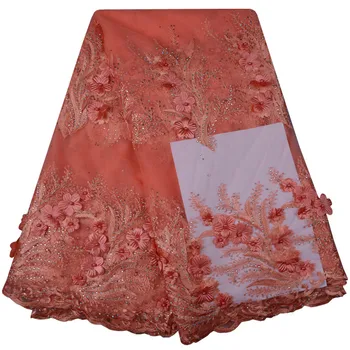 

Best Price 3D Lace Fabric With Stones Embroidered Tulle Lace Fabric Embroidered Flower Appliques For Nigerian Wedding Dress 863