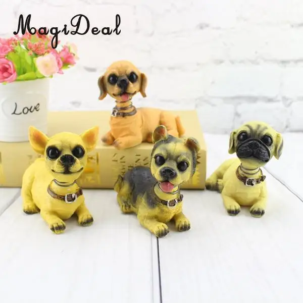 Cute Shaking Head Lucky Dog Puppy Pug Bobbing Heads Bobblehead Toy Aniaml Pet Figures Car Dashboard Auto Decoration