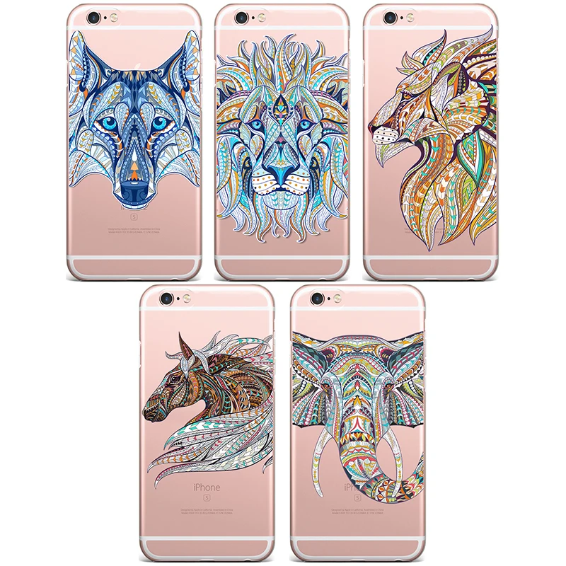2016 Newest Elephant Lion Wolf Horse Soft TPU Phone Case