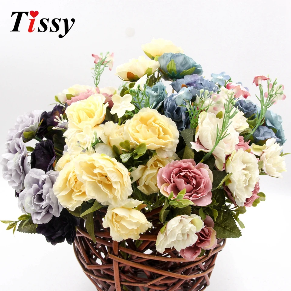 1Bouquet High Quality Artificial Flowers European Silk Rose Wedding Flower For Wedding Favors