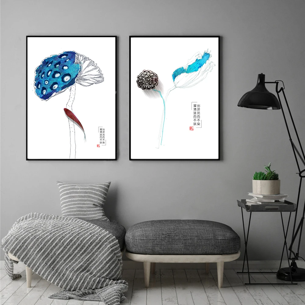 Decora-o-de-casa-De-Peixes-de-L-tus-Pintura-Da-Lona-Para-Sala-de-estar (1)