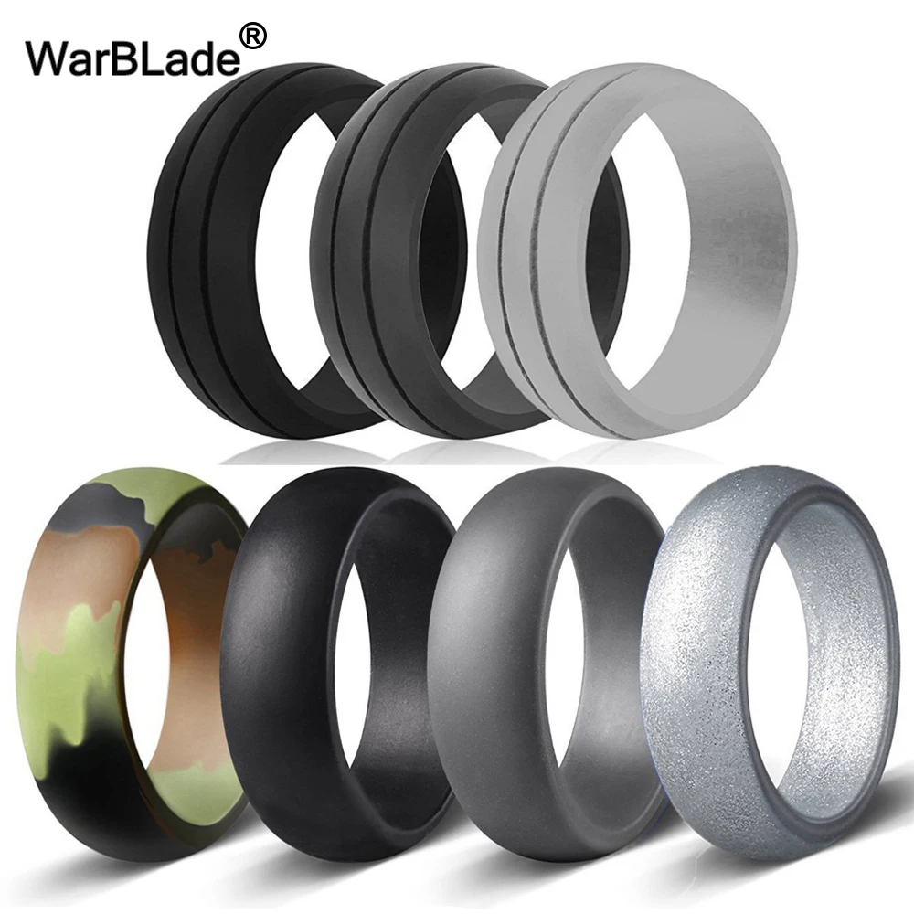 16 Styles 7pcs/set Food Grade FDA Silicone Ring For Men Women Wedding Rubber Bands Hypoallergenic Flexible Silicone Finger Ring
