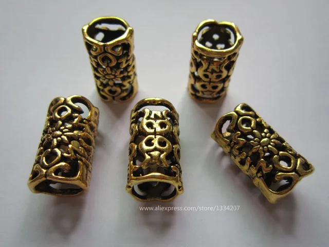 Free Shipping 5pcs Lot Antique Golden Hair Braid Dread Dreadlock Free Shipping 5pcs Lot Antique Golden Hair Braid Dread Dreadlock Beads Cuffs Rox 9 5mm