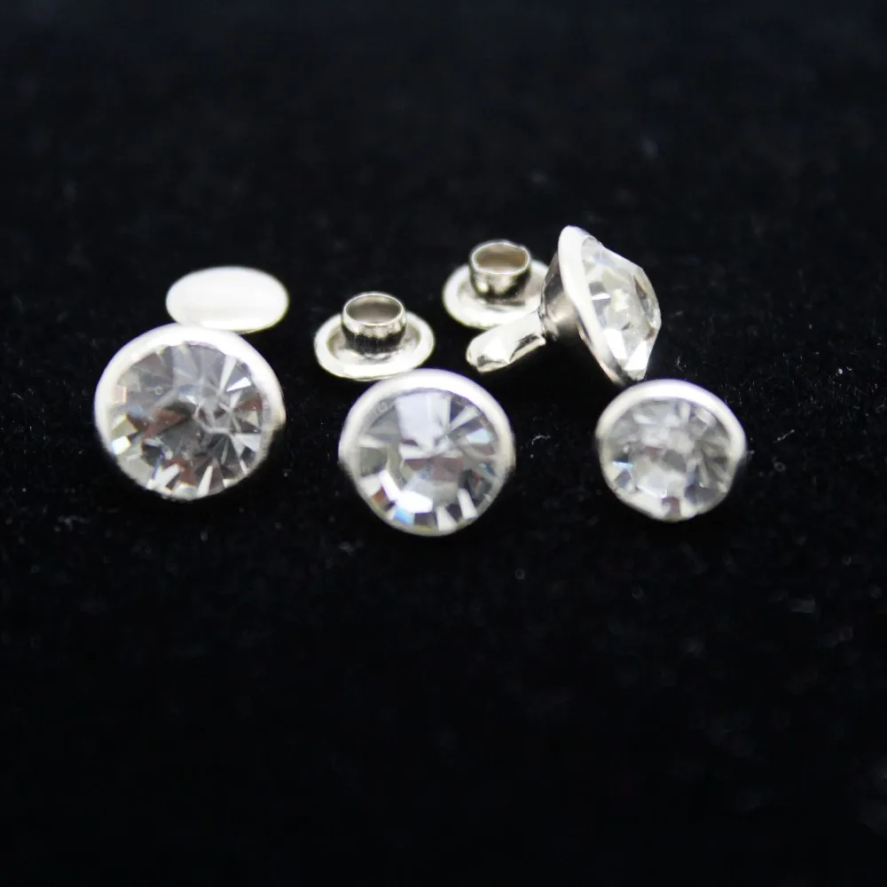 

100pcs/lot 6-9MM Rhinestone Rivets Jeans Bags Shoes Craft Decorative Spikes and Studs Nails Accessories for DIY Leather Decor