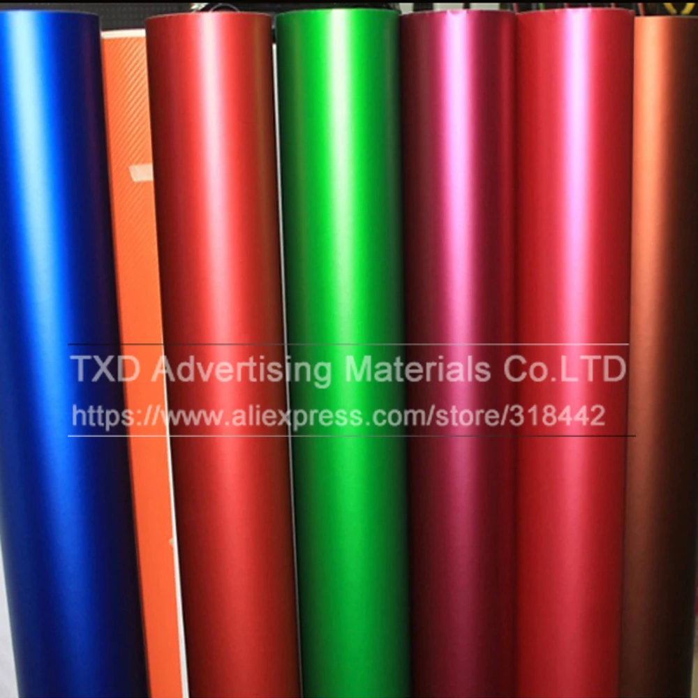 

High Quality Satin Metallic Matte Chrome Red blue green Vinyl Wrap Film Roll Bubble Free For Car Styling Size:1.52*20M/Roll