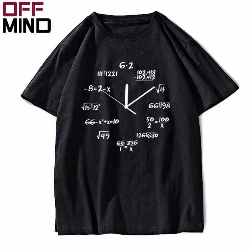 

OFF MIND Pure cotton math colock print men T shirt casual short sleeve o-neck men t-shirt cool tshirt mens tee shirt MA0120