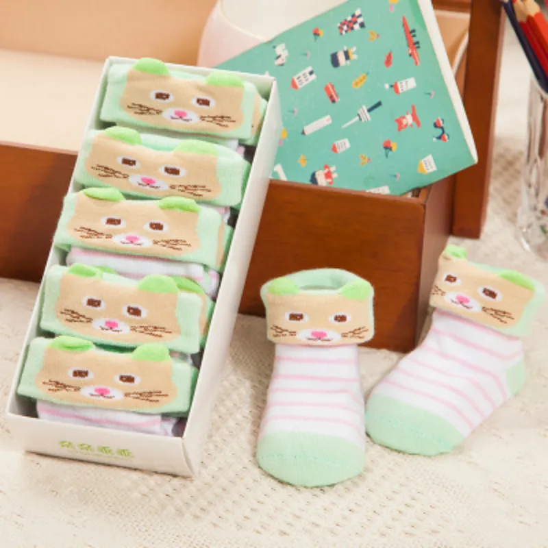 Free shipping 5 pairs per gift box Infant cotton socks baby socks for 0