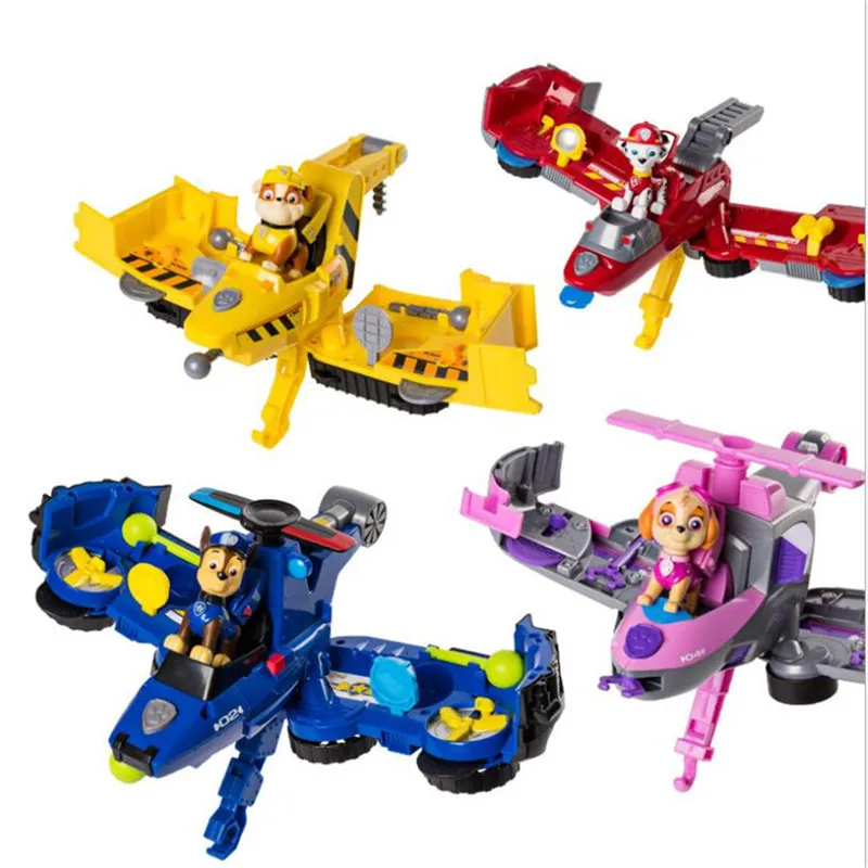 Genuine Paw Patrol Dog Puppy Toys Can With This 2-in-1 Vehicle Transforming From Bulldozer to a Jet Patrulla Canina Toys  
