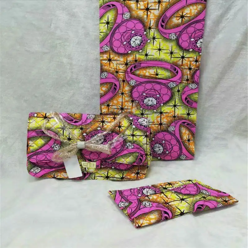 

NEW high quality african wax bag set match 6 yards real hollandais wax fabric,Beautiful design women's wax handbag ! P60528