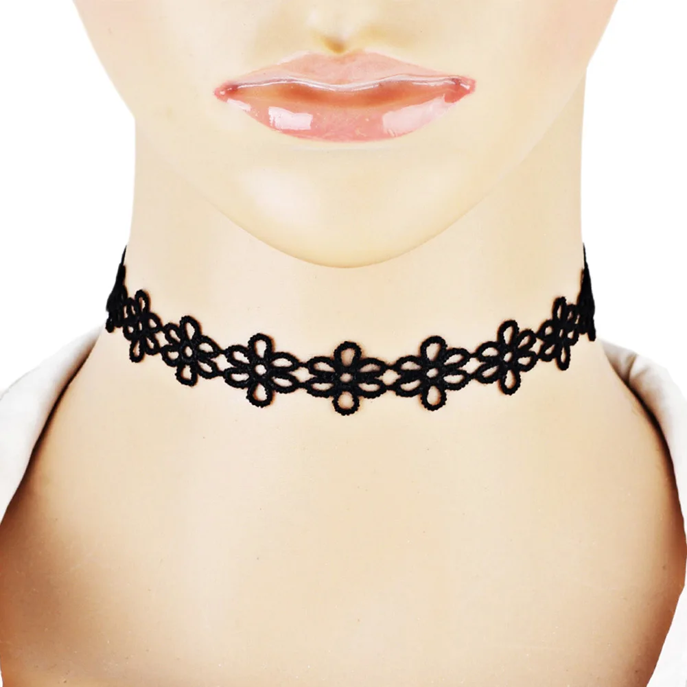 New Fashion Punk Black Choker Necklace Women Lace FLOWER Collar