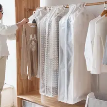 1pcs Tidy Transparent Dust Cover Bags Non-woven Suit Jacket Coat Clothes Storage Bag Bedroom Closet Organizer