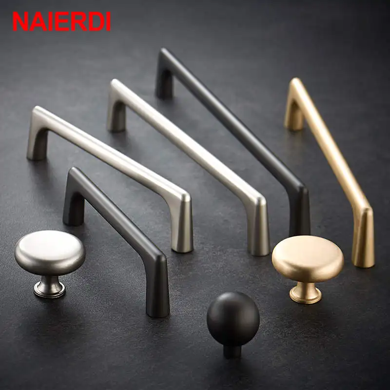 

NAIERDI Solid Zinc Alloy Pearl Gray Gold Cabinet Handles Drawer Knobs Kitchen Cupboard Door Pulls Furniture Handle Hardware