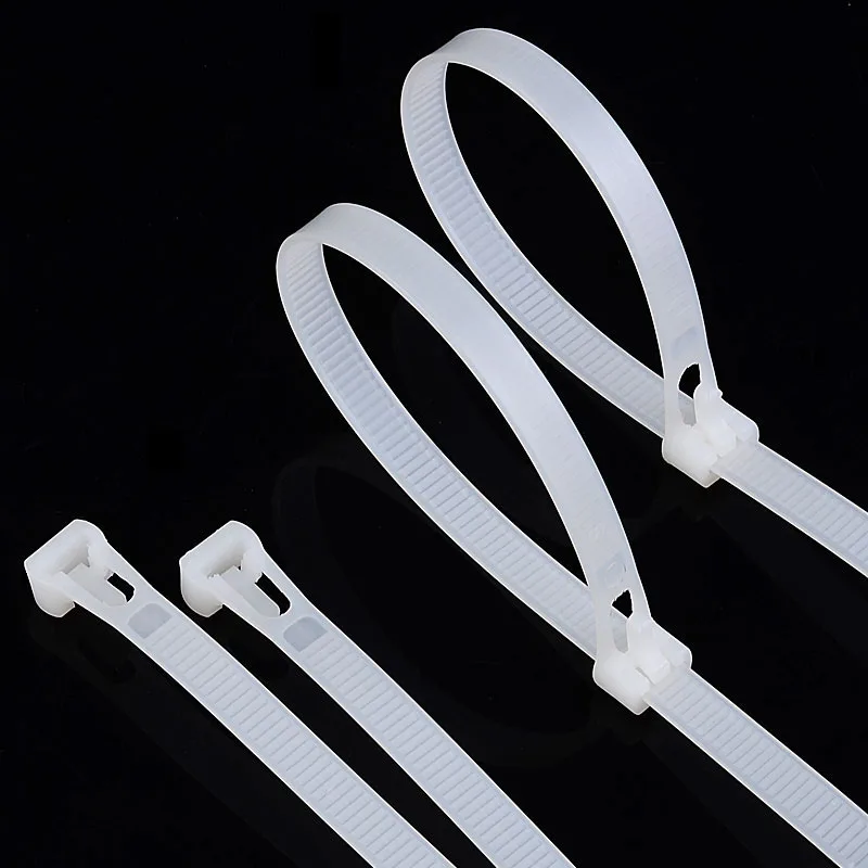 100pcs 8*300 Releasable White Plastic Nylon Cable Ties Wire Tie plastic
