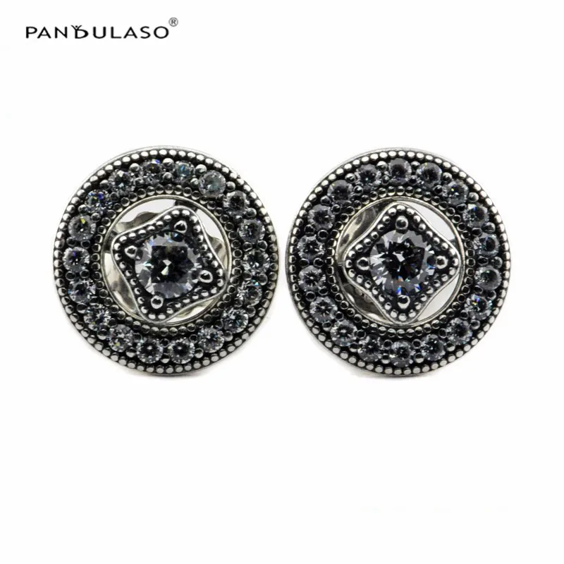 

Pandulaso Vintage Allure Stud Earrings for Women Clear CZ Fashion Crystal Stud Earrings for Wedding 925 Sterling Silver Jewelry