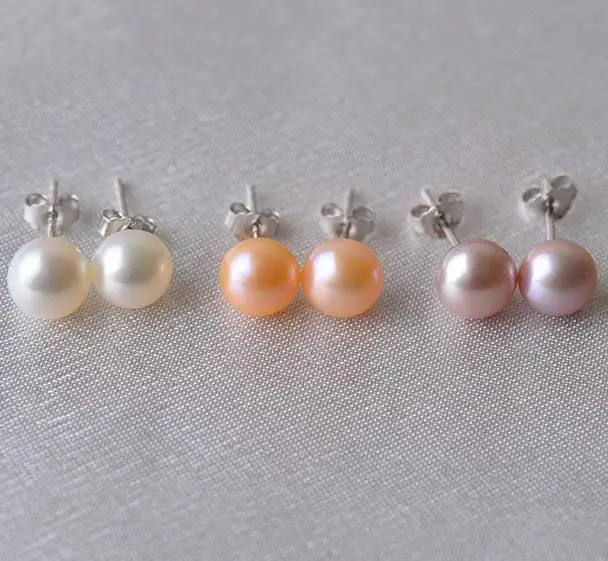 Natural Pearl Earrings 100 Real Freshwater Earring 925 Silver Natural Pearl Earrings 100 Real Freshwater Earring 925 Silver Jewelry Perfect Lady S Birthday Party In Stud From
