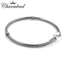 Charmlead Аутентичные 925 Браслеты стерлингового серебра баррель застежка черный оксид серебра браслет подходят браслет прелести